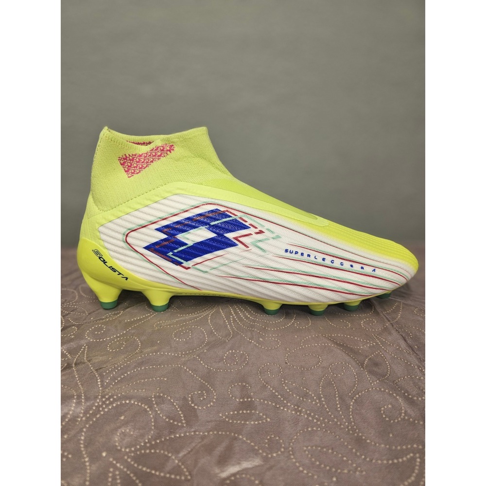 Lotto Solista 100 IV Gravity FG Mens Soccer Cleats Neon Yellow White 220556 BP8